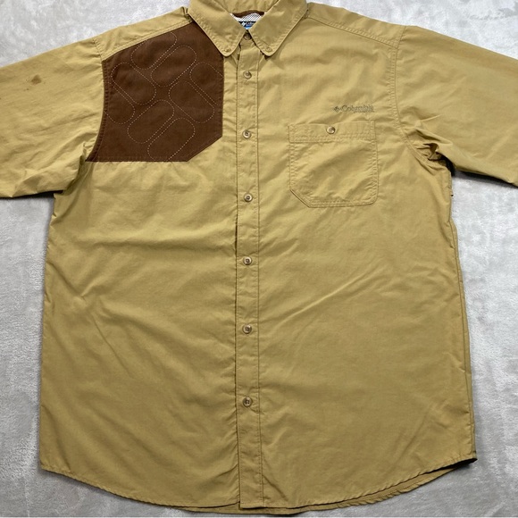 Columbia PHG Tan Brown Hunting Rifle Short Sleeve Button Down Shirt Vented - Picture 2 of 12